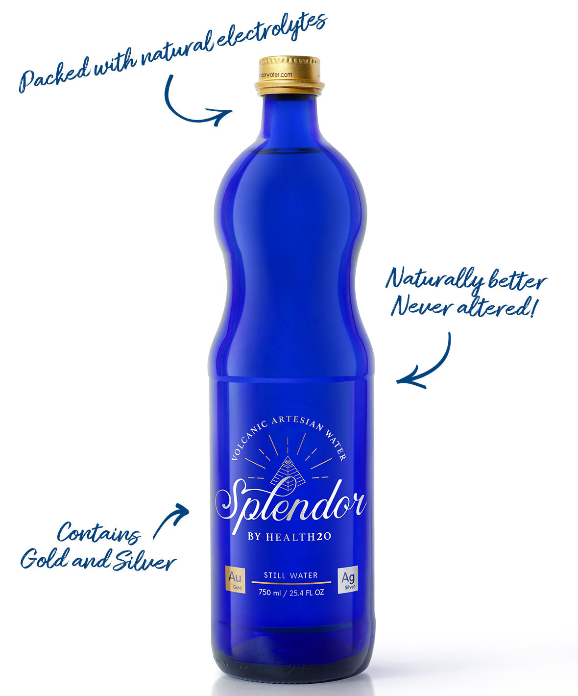 Volcanic Water with Gold & Silver — 750ML GLASS (25.4 FL OZ) 750ML 6 Pack